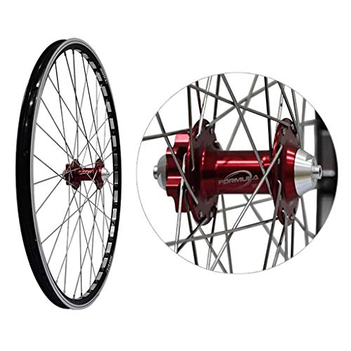 Ruote per Mountain Bike : MBZL Ruota Cerchio Bici, Ruote in Lega 26inch Mountain Front Disc Double Wall Quick Release 32 H (Color : Red hub)