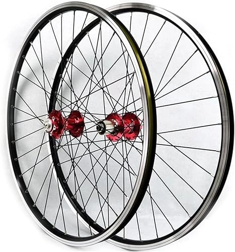 Ruote per Mountain Bike : Mountain Bike Front Wheel 26 X 1.75-2.30 32H, Bolt Fixed V-brake Aluminum Alloy Cartridge Drum 7-11 Speed (Color : Red, Size : 26 inch)