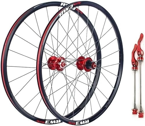 Ruote per Mountain Bike : Mountain Bike Wheels 26 Inch Disc Brake Quick Release Hubs 24H Hubs 7 8 9 10 11 Speed (Color : Red, Size : 27.5)