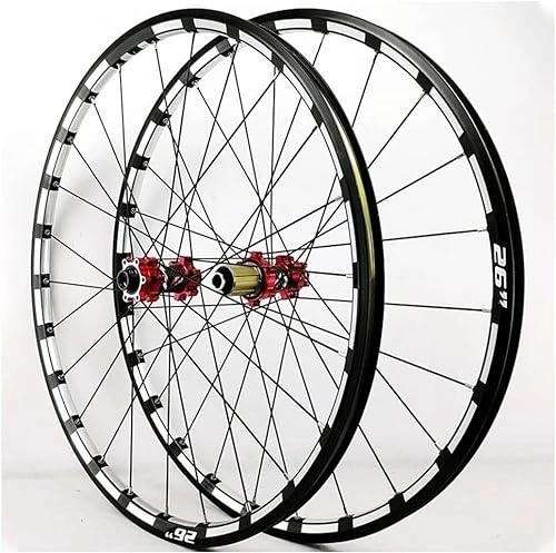 Ruote per Mountain Bike : Mountain Bike Wheelset 26"27.5"29'' Barrel Axle Model Bicycle Wheel Rims Wheels Front And Rear 24 Hole Hubs (Color : Red, Size : 29'')