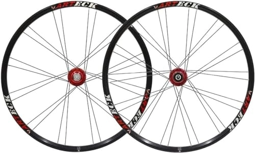 Ruote per Mountain Bike : Mountain Bike Wheelset 26" Bicycle Rims Disc Brakes Quick Release Wheels QR 24 / 28H Hubs For 7 8 9 10 Speed (Color : Red)