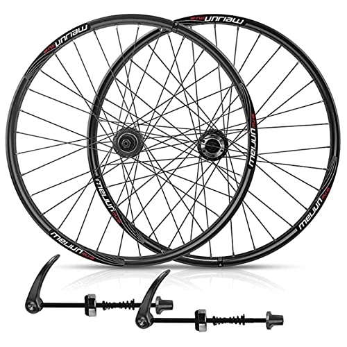 Ruote per Mountain Bike : Mountain Bike Wheelset 26In Freno A Disco in Lega Alluminio A Sgancio Rapido 7 / 8 / 9 / 10 velocità Cassetta Volano 32 Fori (Color : Black, Size : 26in)