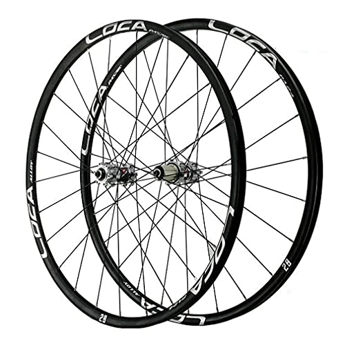Ruote per Mountain Bike : RUJIXU - Set di ruote per mountain bike, 26 / 27, 5 / 29", ruota anteriore in lega di alluminio, ruota per freno a disco QR per 8-12 velocità, 1705 g (colore: Mozzo argento, dimensioni: 66 cm)