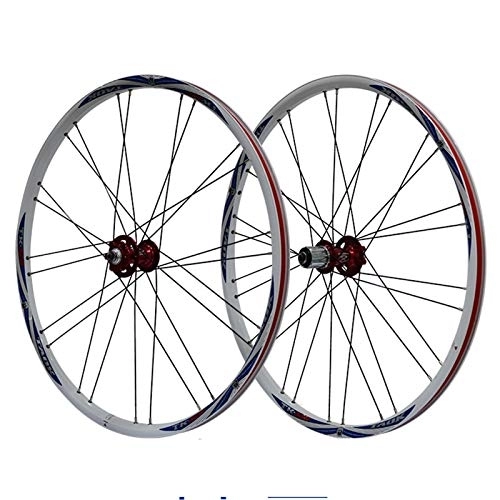 Ruote per Mountain Bike : Ruote da bicicletta per mountain bike da 26 pollici Freno a disco in lega di alluminio a doppia parete Ciclismo Cerchio da 24 / 28 fori Set ruota libera da 7 8 9 velocità (Colore : A) (A)