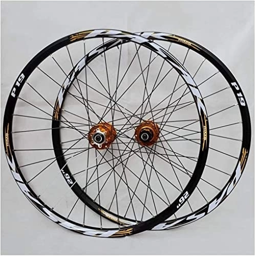 Ruote per Mountain Bike : Ruote for mountain bike da 26, 27, 5, 29 pollici con freni a disco in lega di alluminio, adatte for velocità 7 / 18 / 9 / 10 / 11 (Color : Gold, Size : 27.5INCH)