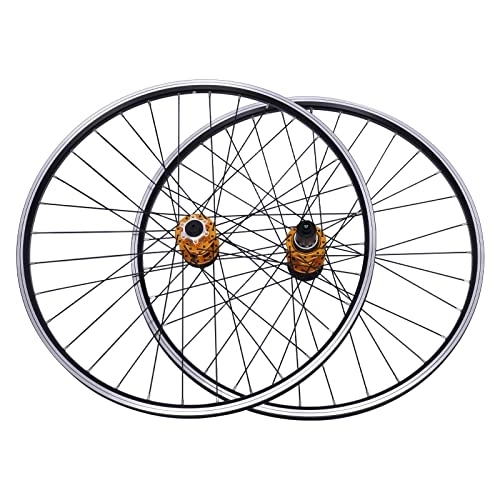 Ruote per Mountain Bike : Set di ruote anteriori per mountain bike, 27, 5 pollici, in lega di alluminio, doppio sei fori, freni a disco MTB (rosso)