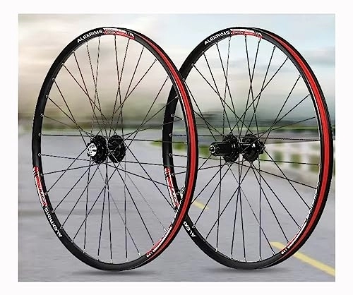 Ruote per Mountain Bike : Set di ruote da mountain bike per bici da 26 pollici Freno a disco Cerchi in lega di alluminio di alta qualità Mozzi anteriori e posteriori a 2 cuscinetti sigillati QR per 8-10 velocità (Color : Schw