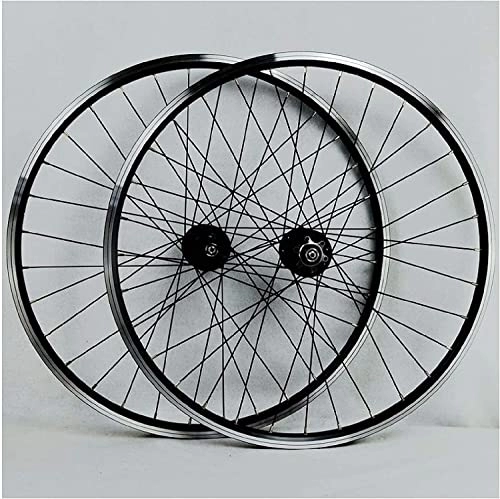 Ruote per Mountain Bike : Set di ruote for bicicletta 26 pollici a doppia parete in lega di alluminio ibrido, set di ruote for mountain bike con anello a V a disco con cuscinetti Ruote da bicicletta (Color : Black)