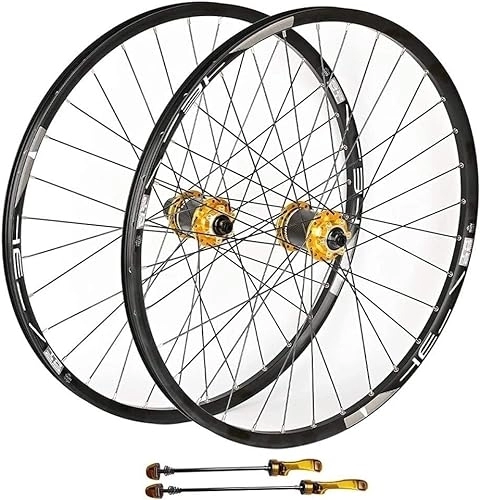 Ruote per Mountain Bike : Set di ruote for bicicletta da 26 / 27, 5 / 29 pollici for sgancio rapido in discesa di ruote anteriori e posteriori ibride for mountain bike (Color : Yellow, Size : 26 inches)