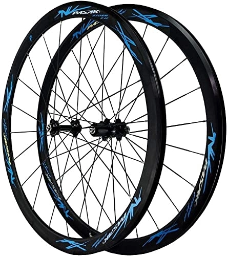 Ruote per Mountain Bike : Set di ruote for bicicletta da strada 700C, freni a V, ruote da corsa, adatte for mountain bike, velocità 7-11 (Color : Blue, Size : 700C)