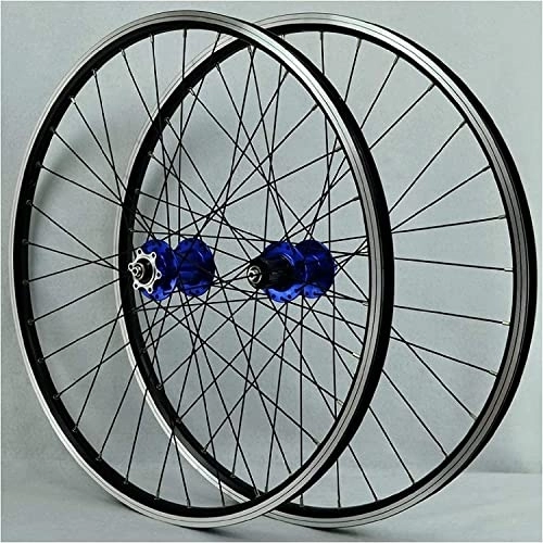 Ruote per Mountain Bike : Set di ruote for mountain bike da 26 pollici, ruote con freno a disco in lega di alluminio a doppia parete / freno a forma di V da montagna 11 velocità (Color : Blue)
