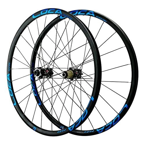 Ruote per Mountain Bike : Set di ruote per bicicletta da 26 / 27, 5 / 29 pollici, cerchio ultraleggero in lega di alluminio Set di ruote per mountain bike con freno a disco a 24 fori (Colore : Blu, Dimensioni : 27.5in) (Blue