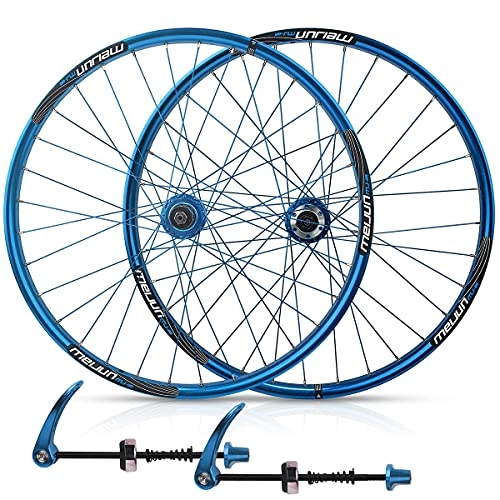Ruote per Mountain Bike : Set di Ruote per Freni a Disco per Mountain Bike Cerchio per Bicicletta da 26 Pollici QR Ruote MTB a sgancio rapido Mozzo 32H per Cassetta a velocità 7 / 8 / 9 / 10 2267g (Color : Blue, Size : 26in)