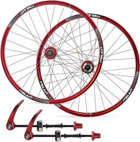 Ruote per Mountain Bike : Set di ruote per freni a disco per mountain bike Ruote per bicicletta da 26" a 32 fori Cerchi in lega di alluminio