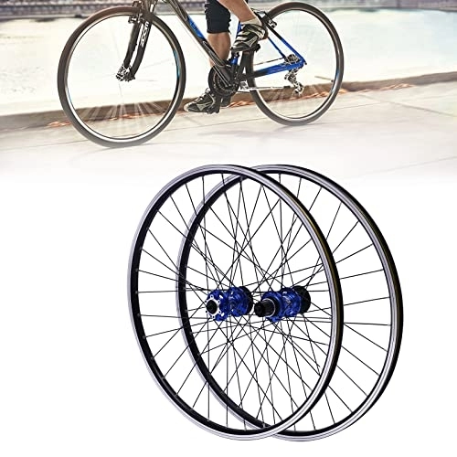 Ruote per Mountain Bike : Set di ruote per mountain bike, 27, 5 pollici, cerchioni in alluminio, freni a disco MTB, sgancio rapido, ruote anteriori e posteriori per cassette (blu)