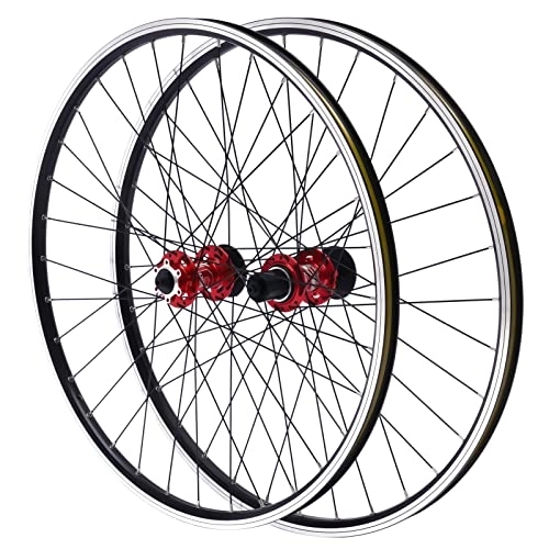 Ruote per Mountain Bike : Set di ruote per mountain bike, 27, 5 pollici, in lega di alluminio, per freni a disco, mountain bike, sgancio rapido e ruote anteriori e posteriori (rosso)