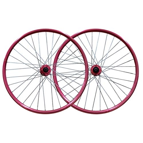 Ruote per Mountain Bike : Set Ruote 26" for Mountain Bike Bici Da MTB A Cerchione A Doppia Parete Freno A Disco A Rilascio Rapido 32 Fori 7 8 9 Velocità (Color : Red)