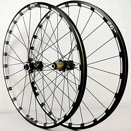 Ruote per Mountain Bike : Wheelset 26 27.5 29in Ruote for Mountain Bike, MTB. Rim Disc Freno Q / R 7 8 9 10 11 12 velocità Cassetta Flywheel 24h 1750g Wheelset for Biciclette Road Wheel (Color : Black, Size : 26inch)
