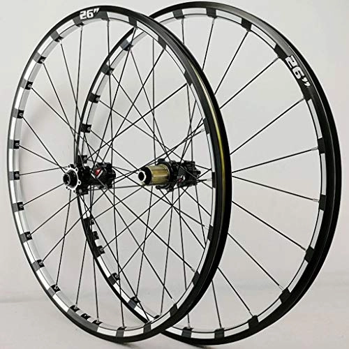 Ruote per Mountain Bike : Xiami Barrel Albero Mountain Bike Wheel Set Etero-Pull 24 buche 4 Cuscinetti del Freno a Disco 26" / 27.5" 3-Lati in Alluminio CNC Rim Black Carbon a Tamburo (A Pair Wheels) (Color : Black, Size : 26")