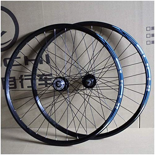 Ruote per Mountain Bike : YSHUAI - Set di ruote da bici da 27, 5 pollici a doppia parete MTB Rim freno a disco QR per 8-10 velocità cassetta volano ruote da bicicletta a 32 fori, blu, 27, 5 cm