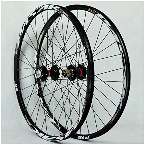 Ruote per Mountain Bike : YSHUAI - Set di ruote per mountain bike, 26 / 27, 5 / 29", a doppia parete, con cuscinetti sigillati, per freni a disco QR, 7-11 velocità, colore: nero, 26