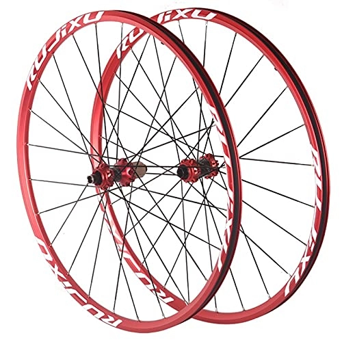 Ruote per Mountain Bike : Zatnec Ruote per Bicicletta MTB Wheelset 26 / 27.5 / 29 Mozzo in Fibra Carbonio Freno Disco Cerchioni Doppia Parete Rilascio Rapido 8 / 9 / 10 / 11 velocità (Color : Red, Size : 26inch)