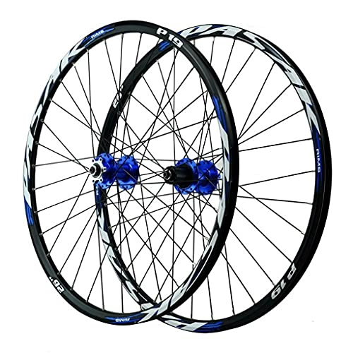 Ruote per Mountain Bike : ZCXBHD 26 / 27.5 / 29 pollici bicicletta Wheelset Mountain Bike anteriore e posteriore ruote sgancio rapido doppia parete alluminio lega cerchio 7 8 9 10 11 12 velocità (colore : blu, dimensioni: 66 cm)