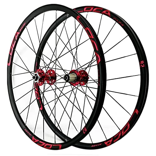 Ruote per Mountain Bike : ZCXBHD Mountain Bike MTB Wheelset 26 / 27.5 / 29 Pollici Alloy Hub Disc Brew Bicycle Bicycle Front & Rear Wheel Light-Light Rims 8 9 10 11 12 velocità 24 Fori (Color : Red, Size : 29in)