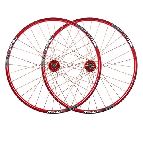 Ruote per Mountain Bike : ZNND 26 Pollici Set di Ruote per Mountain Biciclette Freno Disco Anteriori Posteriori 32 Fori Doppio Muro Cerchio MTB Rilascio Rapido 7 8 9 10 velocità (Color : Red)