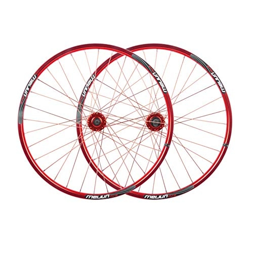 Ruote per Mountain Bike : ZNND Set di Ruote for Bici da MTB da 26 Pollici Mountain Bike Bicicletta Doppio Strato Cerchione in Alluminio Freno A Disco 7-10 velocità QR 32H (Color : Red)
