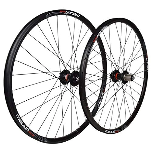Ruote per Mountain Bike : zyy 26 Pollici Ruote for Mountain Bike Cerchi MTB Double Wall Set Ruote for Bicicletta Hub for Cassette 7-11s 32H QR 2250g for Freno a Disco (Color : Black, Size : 26 inch)