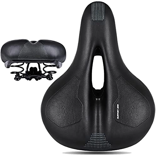 Seggiolini per mountain bike : LXFHOMED Most Comfortable Bike Seat - Oversized Extra Wide Exercise Bicycle Saddle, Soft Foam Padded, Universal Fit for Road, Spin, Stationary, Mountain, Cruiser Bikes (Black)