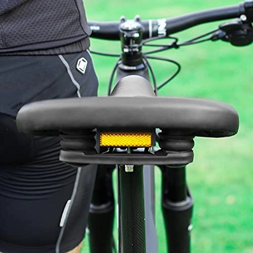 Seggiolini per mountain bike : Monnadu - Seggiolino da bicicletta con doppia molla impermeabile e ad alta stabilità, grande cuscino in ecopelle ampliato elastico per bicicletta per MTB nero