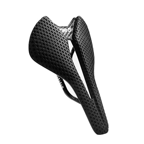 Seggiolini per mountain bike : Sella per bicicletta in fibra di carbonio stampata in 3D, confortevole, ultraleggera, impermeabile, per mountain bike, bici da strada, design cavo, cuscino per sedile della bicicletta (nero)