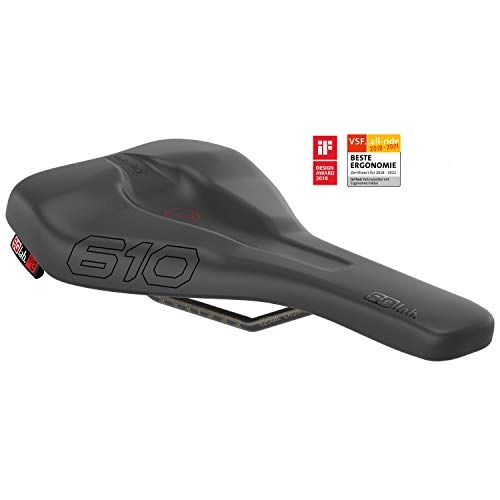 Seggiolini per mountain bike : SQlab 610 Ergo Lux Sella per Bicicletta, Unisex, 610 ERGOLUX, Nero, 15 cm