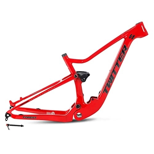 Cadres de vélo de montagnes : Cadre de vélo de montagne Cadre VTT Trail en fibre de carbone 27, 5 / 29er 15'' / 17'' / 19'' Débattement du cadre de suspension 120 mm Boost Thru Axe 12x148 mm Frein à disque XC / AM / DH (Color : Red, Size :