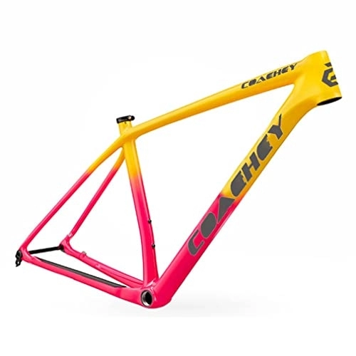 Cadres de vélo de montagnes : Cadre VTT 29 pouces Cadre de vélo de montagne semi-rigide Frein à disque 15 '' / 17 '' / 19 '' Cadre de vélo de course en fibre de carbone Axe traversant 12 * 148 mm Cadre Boost BSA68 (Color : Pink Y