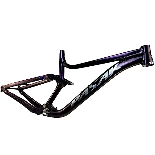 Cadres de vélo de montagnes : DHNCBGFZ Mountainbike Suspension Cadre 27.5er / 29er Alliage D'aluminium Cadre VTT Softail DH Cyclisme Accessoires De Vélo De Descente 16 '' / 18'' Axe Traversant 148mm (Color : Purple, Size : 27.5x18'')