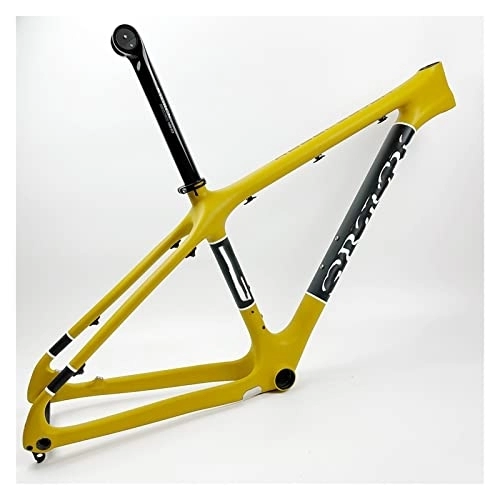 Cadres de vélo de montagnes : FAXIOAWA Cadre de vélo VTT Rouge en Fibre de Carbone 27.5er T800 Cadre en Carbone VTT Cadre de VTT en Carbone Cadre en Carbone (Color : Yellow, Size : Frame)