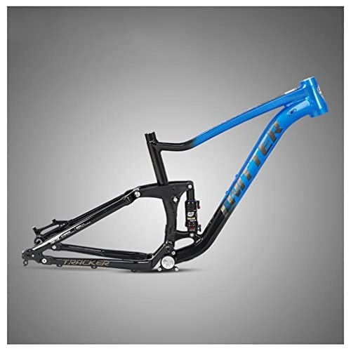 Cadres de vélo de montagnes : FAXIOAWA Cadre VTT Tout Suspendu 27, 5 / 29er Trail Mountain Bike Frame 17'' / 19'' Travel 120mm XC / AM / DH Downhill Frame 12x148mm Thru Axle Boost, with Rear Shock (Color : Blauw, Size : 17'')