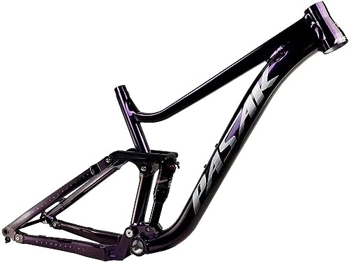 Cadres de vélo de montagnes : InLiMa Cadre de VTT à Suspension complète 27.5er / 29er Cadre de VTT de Descente 16 '' / 18'' 3.0 pneus Boost à Travers Le Cadre d'essieu 148mm (Color : Purple, Size : 16 inches)