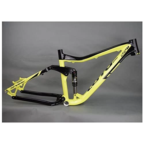 Cadres de vélo de montagnes : WAMBAS Cadre de Suspension Complète 26er 27.5er Trail VTT Cadre en Alliage d'Aluminium Frein à Disque VTT Cadre 17'' DH / XC / AM QR 135mm (Color : Yellow, Size : 26 * 17'')