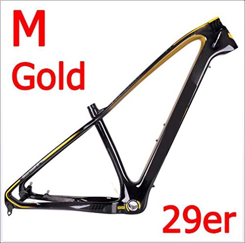 Cadres de vélo de montagnes : Wenhu Cadre VTT pour VTT Gold Mountain Carbon + Pince pour sige + Casque Garantie 2 Ans 4, M