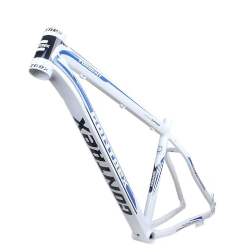 Cadres de vélo de montagnes : ZFF Cadre MTB 17'' Alliage D'aluminium 26er Vélo De Montagne Cadre Frein À Disque QR 135MM Routage Interne 1750g (Color : White Blue, Size : 17'')