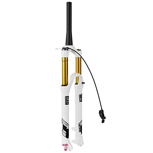 Fourches VTT : ALBN Mountain Bike 140mm Travel Suspension Fork MTB 26 / 27.5 / 29 inch, Alliage léger 1-1 / 8"Air Forks 9mm (Color: White - Tapered Remote Lock, Size: 26")