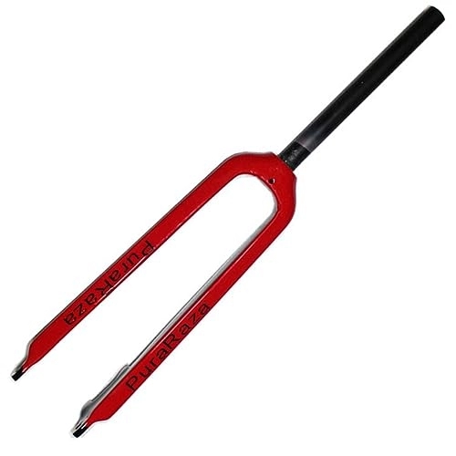 Fourches VTT : Fourche avant de vélo en fibre de carbone de 26", 27, 5", 29", 1-1 / 8", tube droit sans filetage, fourche de VTT super légère, frein à disque QR 9 x 100 mm (couleur : blanc, taille : 27, 5") (rouge