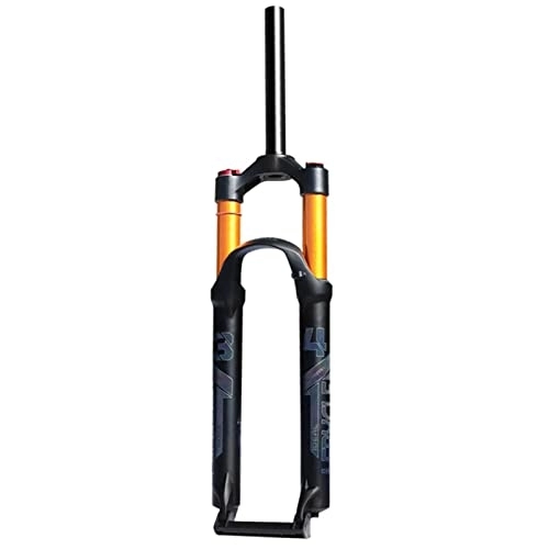 Fourches VTT : Fourche à air à suspension pour VTT, 26" / 27, 5" / 29" , tube droit réglable de 28, 6 mm, voyage de 120 mm, verrouillage manuel / à distance, fourche de vélo de montagne, noir + orange, manuel , 27, 5