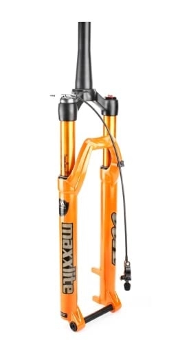 Fourches VTT : Fourche à suspension pour VTT 26 / 27, 5 / 29 - Fourche à air avec rebond de vapeur - Accessoire de vélo - Course de 100 mm (orange, télécommande conique de 27, 5 cm)