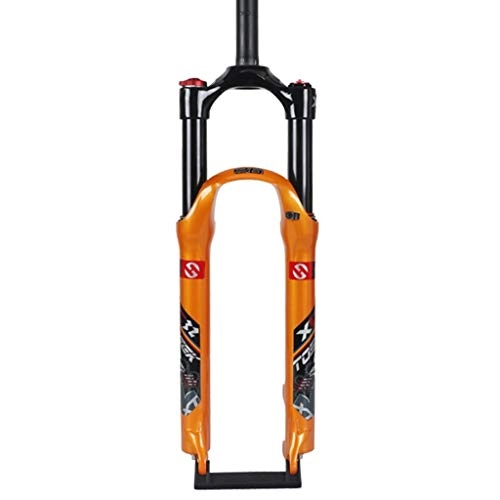 Fourches VTT : LSRRYD VTT Fourche À Suspension pour Vélo 26" 27.5" 29" Bicyclette Air Fork 1-1 / 8" Frein À Disque QR Voyage 120mm 1750g (Color : Orange, Size : 29inch)