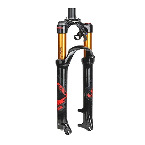 Fourches VTT : NUE VTT VTT Fork à air avant 26 / 75.5 / 29 pouces 120mm Course Tube droite Tube à vélo de vélo manuel d'amortisseur à vélos / à distance, tube d'or + symbole rouge CN ( Color : Remote , Size : 27.5" )